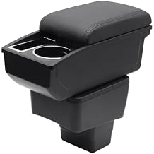 Car Armrest Box for Mazda CX-3 2015 2017 2018 Auto Accessories Center Console Leather Arm Rest Double-Layer Storage Space with Cup Holder Black with Black Thread