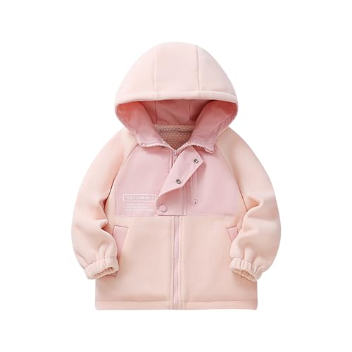Kids Girl Boy Color Block Puffer Jackets Hood Outfit for Child Fleece Lined Sherpa Warm Fuzzy Hooded 2025