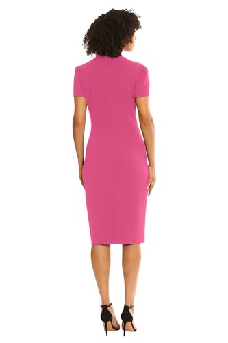 Image of Maggy London Womens Midi Short Sleeve Sheath with Neck Tie Career Office Work WearCocktail Dress