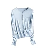 2. Design: Damen-Seiden-T-Shirt, schlichtes Design, einfarbig, Druck, Stickerei und andere Stile. Mit Kapuze, V-Ausschnitt, Rundhalsausschnitt, hoher Kragen. Bringt Ihnen einen stilvollen und trendigen Look.