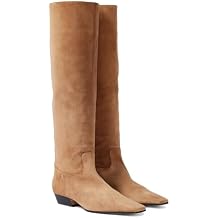 THESHY Womens Knee High Boots Square Toe Chunky Heel Fashion Long Boots Low Heel Fashion Dress Pull on Tall Boots for Women