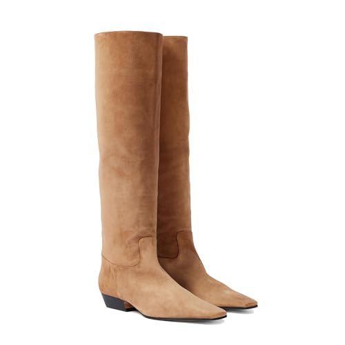 THESHY Women's Knee High Boots Square Toe Chunky Heel Fashion Long Boots Low Heel Fashion Dress Pull on Tall Boots for Women