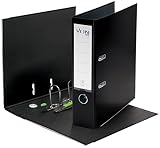 VON Leitz 10550095 segregator A4, 10 sztuk, z plastikową okładką, szerokość grzbietu 80 mm, na 600 arkuszy, niebieski anioł i certyfikat FSC, do szkoły, nauki i domu, czarny, 10 szt