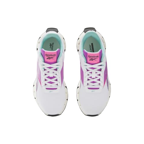 Reebok Women's Zig Dynamica STR Sneaker, Footwear White/Vintage Chalk/Purple Rave, 113