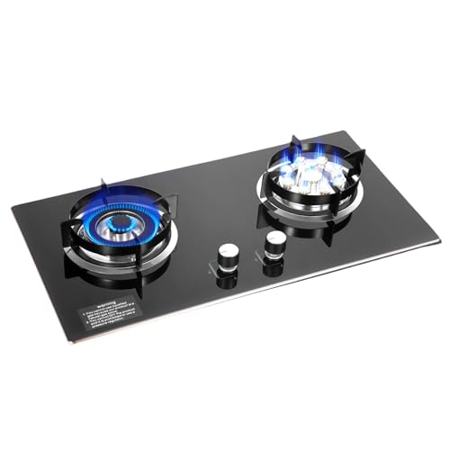 28" Black Gas Cooktop 2-Burner Cooktops with Strong Flame Natural
