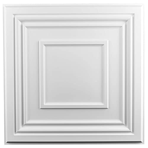 Art3d 48 Pack PVC Ceiling Tiles 24x24 Inches Waterproof Drop Ceiling Tiles/Wall Panels for Interior Wall Decor, Covers 192 Sq.,ft, Pure White