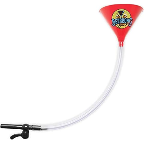 Premier Beer Bong Funnel - With Valve - No Kink Tubing Food Grade, You Pick From 7 Colors! Tailgating, Parties, Spring Break, (Red) Cover