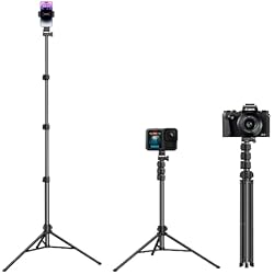 6.3ft Adjustable Long Tripod Stand for Gimbals,Phones,Cameras, Extendable Height with Phone Holder
