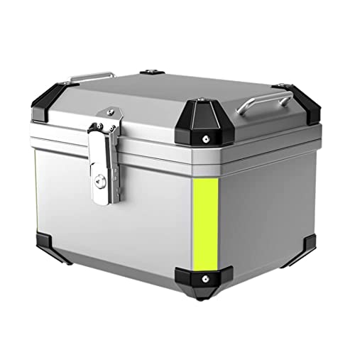 Yubbuio バイク用リアボックス トップケース 57L/45L 大容量 四角形 防水 キーロック ユニバーサル 304ステンレスロック ツーリング向け 荷物収納 ブラック (45L,シルバー)