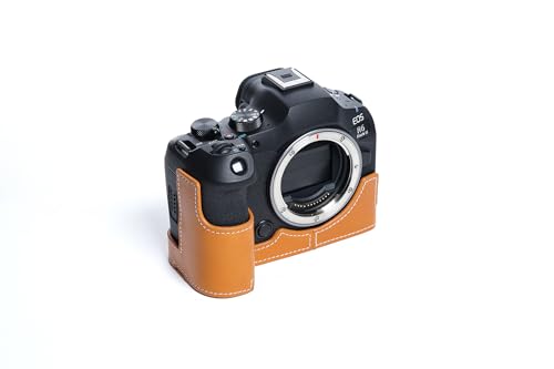 Demi-étui cuir Canon EOS R6 III marron évite rayures boîtier - 5