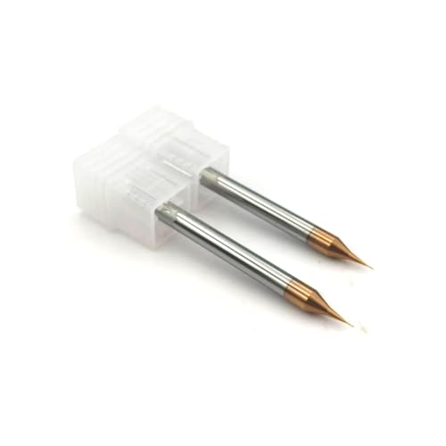 Image of 2pcs /Package HRC60 2Flutes Micro Carbide Flat End Mill Square end Mill CNC Cutting Tools for Metal Shank Diameter 4mm (2pcs, Cutting Diameter 0.2mm)