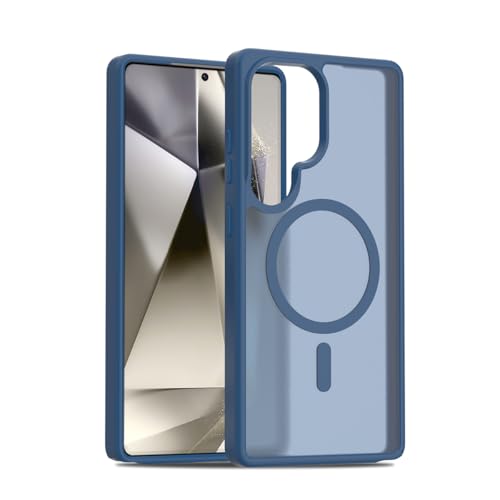 Image of Glassology Case for Samsung Galaxy S25 Ultra Frosted Magnetic Case - Matte Translucent TPU+PC Shockproof & Anti-Scratch Phone Cover with N52 Magnet (Blue, Samsung Galaxy S24 Ultra)