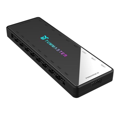 Image of Y-09,ARGB Fan HUB, 9-Port 4 Pin PC Fan Controller, 5V-3Pin ARGB Fan Hub, Magnetic Suction, SATA Power Input,RF Remote ,Controller Support 9 ARGB PWM Fans Splitter,LED Light, Black