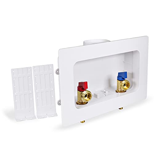 Highcraft Washing Machine Outlet Box with Center Drain 1/2 PEX Crimp Connection Valve Laundry Washer Box