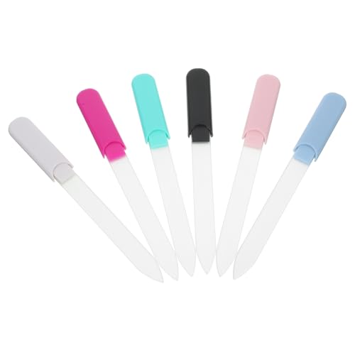 VINTORKY 6個ガラス爪やすり マニ ネイルファイル 女性用 ポータブル ネイル