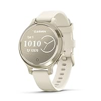 Garmin Lily® 2 Active, Small and Stylish Smartwatch, Built-in GPS, Hidden Display, Patterned Lens, Up to 9 Days Battery Life, Lunar Gold with Bone Silicone Band