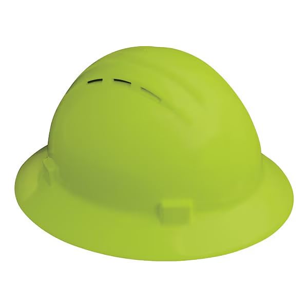 Hard Hat, Polyethylene, 4 Point Ratchet, Type 1, Class C, Hi-Vis Lime, Mfr: 19430-A
