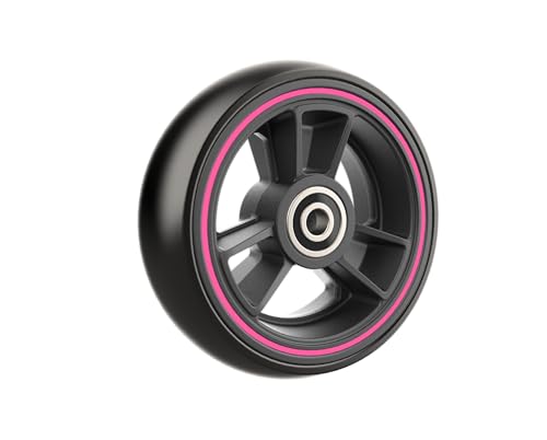 RIANT WHEEL, W534, 5 X 1.4 inch, Solid, PU Wheels, Wheelchair Casters, Nylon Rim, one Pair (Pink)