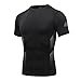Produktbild AMZSPORT Herren Kompressionsshirt Funktionsunterwäsche Kurzarm Schnelltrocknendes Funktionsshirt Laufshirt, Schwarz, L