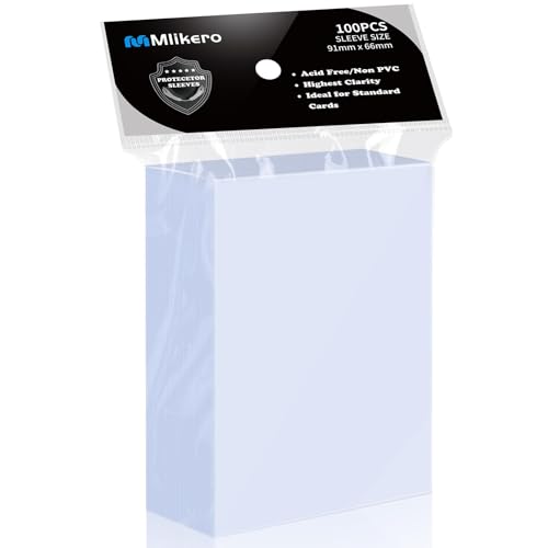 Mlikero 100 Pcs Clear Card Sleeves Standard Size Trading Cards Protector Fit for MTG Football Sports Game Cards 66 x 91 mm