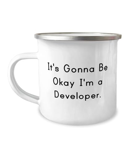 Sarcasm Developer Gifts, It's Gonna Be Okay I'm a Developer, Perfect 12oz Camper Mug For Friends From Boss, Software developer gift ideas, Programmer gift ideas, Coding gift ideas, Computer science