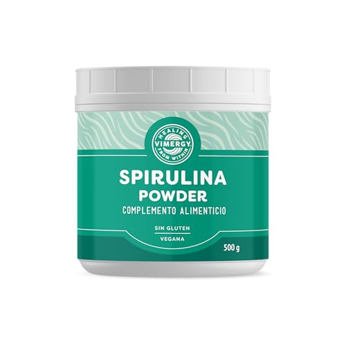 Vimergy Spirulina Powder – 500 g, 166 Dosis – Espirulina en Polvo de Fácil Digestión y Rápida Absorción – Suplemento Vegano - Formulado sin Antiaglomerantes, Rellenos ni Colorantes – Sin OMG ni Gluten