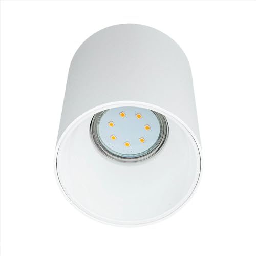 Licht-Erlebnisse Spot en saillie EYE en métal blanc D : 8,9 cm H : 11,5 cm GU10 interchangeable pour couloir cuisine salon spot plafonnier en saillie lumière haute tension