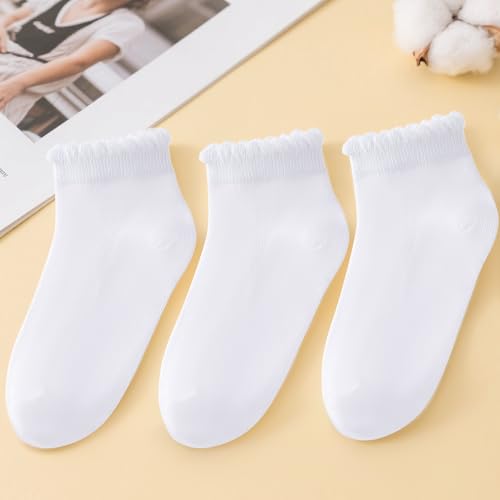 3 Pairs Girls Ruffle Socks Mesh Thin White Socks School Uniform Kids Cotton Crew Ankle Sock for Girls Frilly Dress Sock4