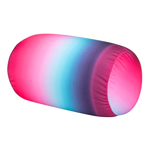 FABSKIY Squishy Microbead Neck Pillow, 7Inch x 12Inch Soft Travel Body Bed Pillow Bean Pillow for Kids Adult Chair Sleeping Car Seat, Fun Dormroom (Pink Blue)