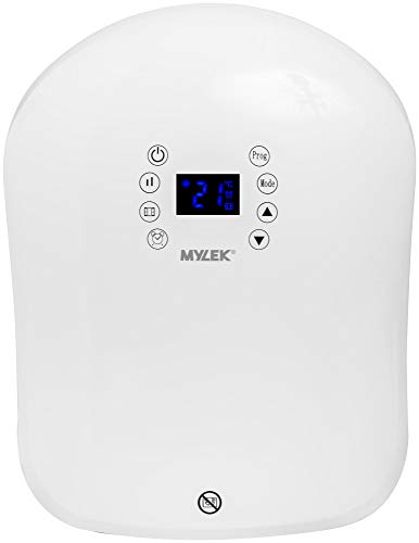 MYLEK Electric Fan Heater - Wall Mounted Downflow Blower Suitable For Bathrooms, 6 Digital Timer Programmes, Temperature Display, Overheat Protection - Waterproof IP24, LOT 20 Ecodesign Compliant