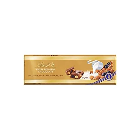 Lindt Swiss Milk Chocolate with Hazelnuts and Raisins Cover