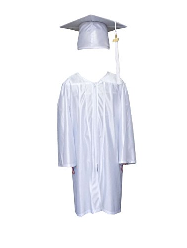 Grad Days Kindergarten Graduation Gown Cap Tassel 2018 Shiny Robe 27(3 6  -3 8  ) White