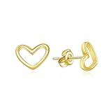 ToHeart Gold Heart Stud Earrings, Hypoallergenic Small For Women Hollow Sweet Love Studs Earrings