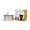 KittySpout Stainless Steel Cat Water Fountain Automatic Drinking Fountain, Quiet Circulating Water Bowl, Dishwasher Safe, Indoor Pet Fountain for Hydrated Healthy Cats (Stainless Steel, 3.2L Corded)