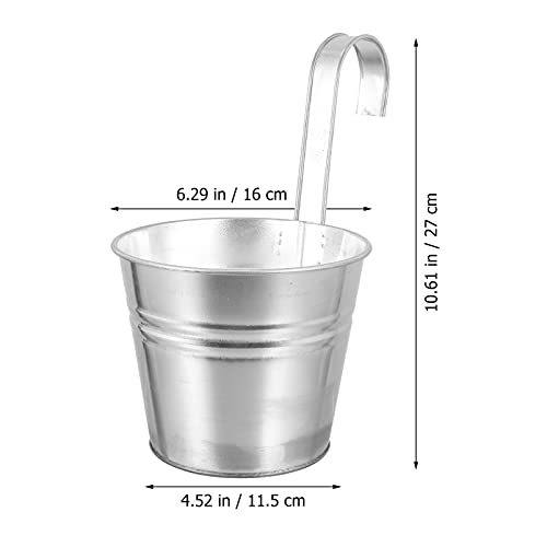 Doitool 2Pcs Hanging Flower Pot Flower Holder Galvanized Metal Wall Planter Outdoor Farmhouse Decor Hanging Planter Pot #TOP1