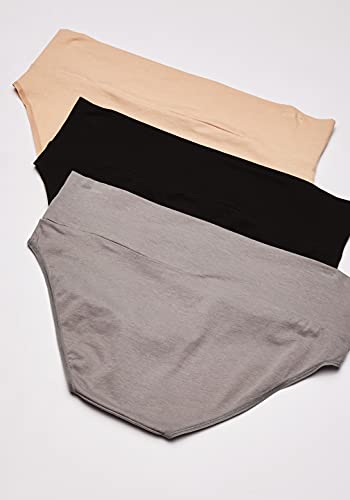 Motherhood Maternity Women's Maternity 3 Pack Panties S-3X, Black, Nude, Flat Grey/Multi Pack, Small