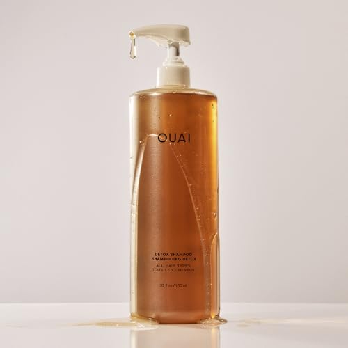 Image of OUAI Detox Shampoo - Salon Size Clarifying Shampoo for Build Up, Dirt, Oil, Product and Hard Water - Apple Cider Vinegar & Keratin for Clean, Refreshed Hair - Sulfate-Free Hair Care, 32 Oz