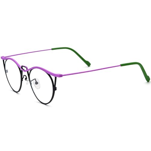 Image of FONEX Colorful Pure Titanium Glasses Frame Women Retro Round Eyeglasses F85782
