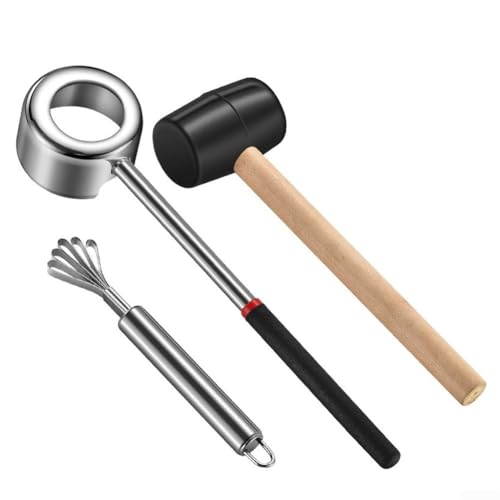 Coconut Opener Tool Set, Stainless Steel Young Coconut Opening Kit With Rubber Mallet For Water Extraction Home Kitchen Accessories