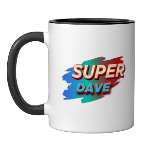 Super DAVE T-Shirt Funny Name DAVES Ceramic Mug, Black/White, 11oz
