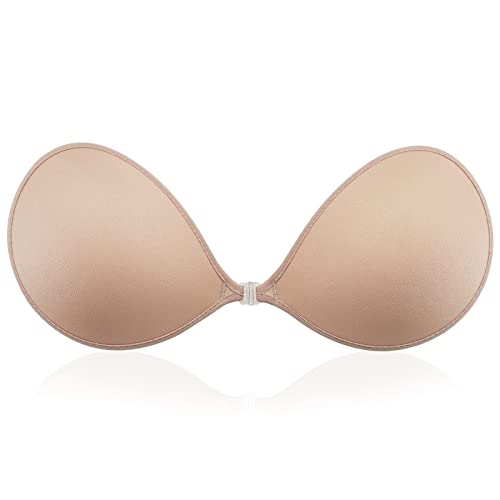 NuBra Feather-LITE Fabric Backless Strapless Wireless Bra Invisible Adhesive Bra Sexy Nude Push Up Bra Lightweight Soft Thin Bra Comfy Daily Bra Beach Bra