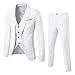 Generic Men’s Slim Fit 3 Piece Suit,One Button Solid Blazer Dress Business Wedding Party Jacket Vest & Pants Set White, X-Large