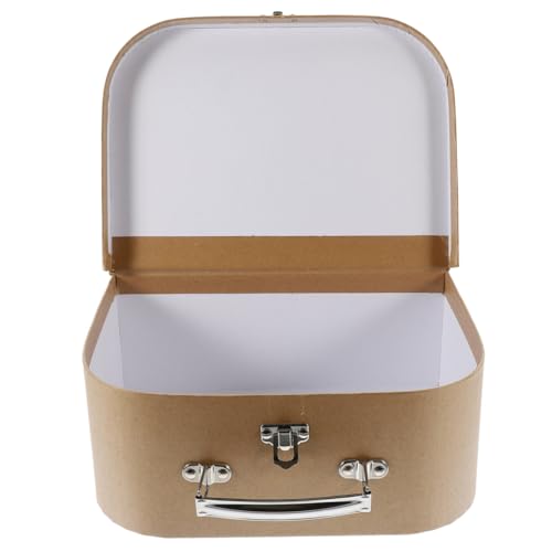 VILLCASE Cardboard Suitcase Box with Handle - Decorative Thickened Paperboard Storage Box for Crafting Organizing and Gifting Jewelry, Stationery, Wedding Party Favors 10x7.5x3.9 inch