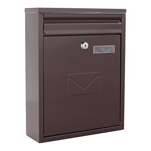 Profirst Briefkasten Mail PM 250 Stahl braun Zylinderschloss mit 2 Schlüssel beidseitiger Einwurf Namensschildhalter inkl. Befestigungsmaterial
