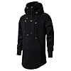 JMSUN Men Hoodies Jacket Gothic Turtleneck Fleece Pullover Hooded Sweatshirts Black #2