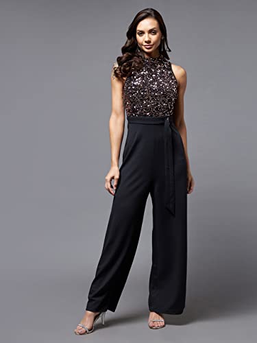 Image of Miss Chase Women's Keyhole Neck Regular Sleeve Regular Length Jumpsuit with Pockets