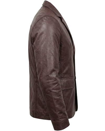 Image of Men's Leather Blazer - Lambskin Leather Blazer Men Genuine Leather Jacket Blazers - Men's Real Leather Sport Coat