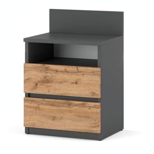 MRBLS_HOME Nachttisch - Nachtschrank Holz Modern 40x59x32 cm (B/H/T) - Nachttischschrank für Schlafzimmer - Nachtkommode mit Schubladen - Beistellschrank - Nachtkästchen und Beistelltisch
