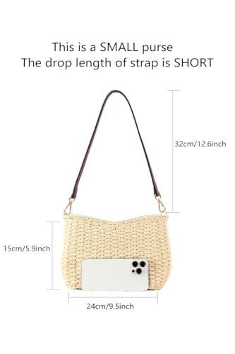 Women Small Hand Woven Straw Bag Mini Handmade Summer Beach Purse Chic Vacation Shoulder Handbag3