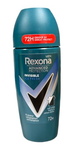 Rexona Men Invisible Ice Roll-On Desodorante para hombre, Fresh Clean Scent, Desodorante Líquido Roll-On Everyday Personal Care, Multipack de 6 Bottles, 50 ml Paquete de 6
